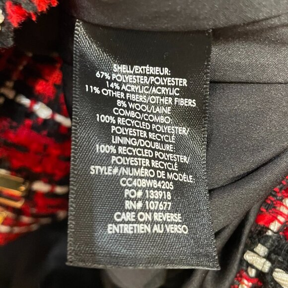 New Alice + Olivia Kidman Plaid Tweed Jacket Red Black 10 $495 - Picture 7 of 8